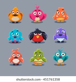 Cartoon Set Funny Colourful Cute Little Stock Vector (Royalty Free ...