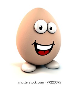 funny cartoon egg 3d character isolated over white