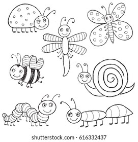 Funny Cartoon Insects Stock Vector (Royalty Free) 616332464 | Shutterstock