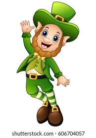 Funny Cartoon Leprechaun Jumping