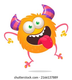 Funny Cartoon Monster Creature. Halloween Illustration Of Cute Alien Character