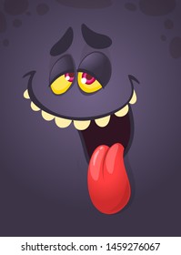 Funny Cartoon Monster Face Showing Tongue. Halloween Monster Avatar