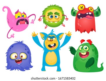 Funny cartoon monsters  Halloween illustration