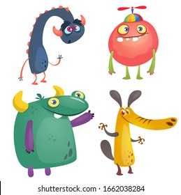 Funny Cartoon Monsters Set Halloween Design Stock Illustration