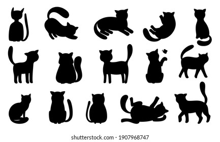 Funny Cat Silhouettes Black Cats Play Stock Illustration 1907968747 ...