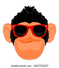 Funny Chimpanzee With Black Sunglasses