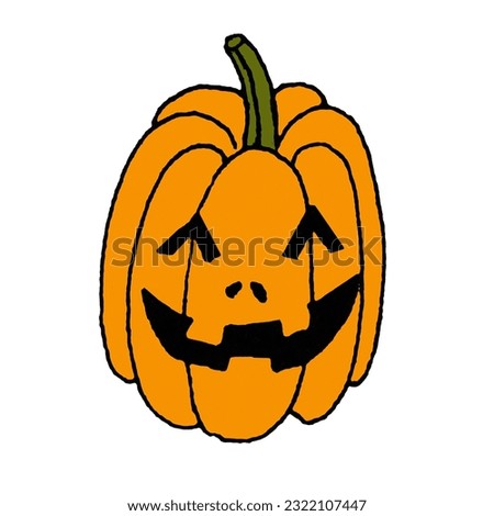 Funny creepy carved orange pumpkin with spooky eyes and smile.Jack-o-lantern for halloween party isolated on white background Foto stock © 