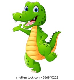 Funny Crocodile Standing And Posing With Hand Waving