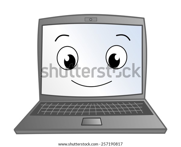 Funny Cute Laptop Cartoon Illustration Stock Illustration 257190817 ...