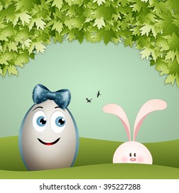 Funny Easter egg with rabbit
