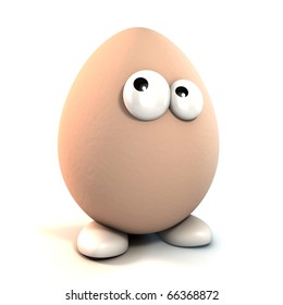 Funny Egg 3d Character Isolated Over White