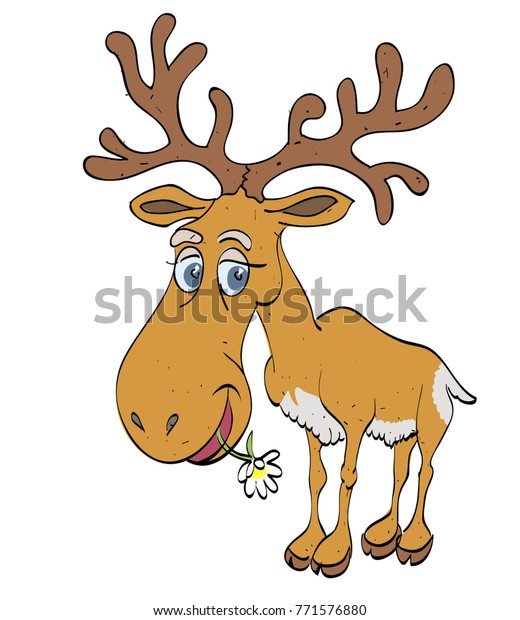 Funny Elk Cartoon Image Artistic Freehand Stock Illustration 771576880