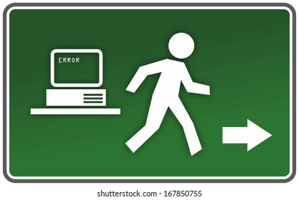 Funny Emergency Exit Sign For Computer Errors