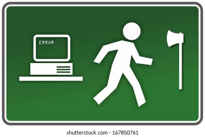 Funny Emergency Exit Sign For Computer Errors