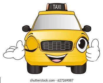 Smiling Face Taxi Car Show Gesture Stock Illustration 627275879