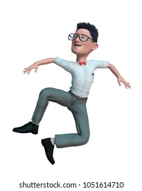 Funny Geek, Nerd Or Just A Normal Guy Cartoon 3d Illustration