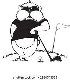 Funny Golfing Gopher Cartoon Illustration