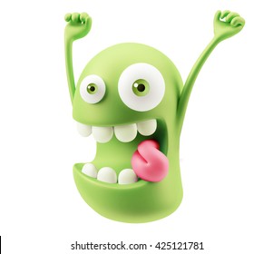 Funny Happy Emoticon Face Raising Hands Stock Illustration 425121781 ...