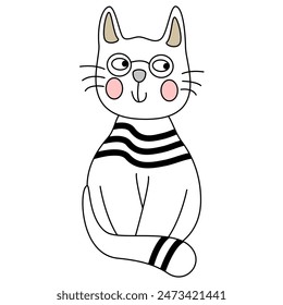 funny kawai cat clipart, vector flat cute cat illustration, Happy international cat day characters design collection, Cute animal in cartoon style - Powered by Shutterstock