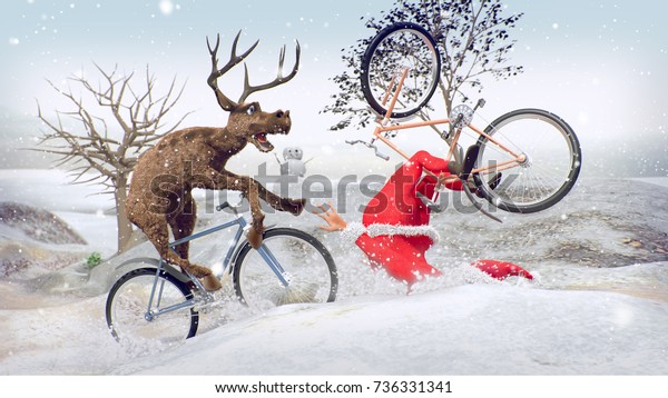 Immagini Babbo Natale In Bicicletta.Illustrazione Stock 736331341 A Tema Divertente Lame E Bad Babbo Natale