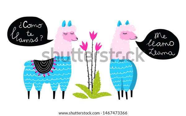 Funny Llamas Talking Spanish What Your Stock Illustration 1467473366