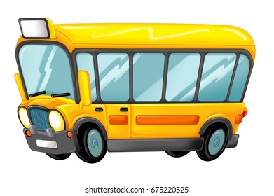 Funny Looking Cartoon Yellow Bus Illustration Stock Illustration 675220525