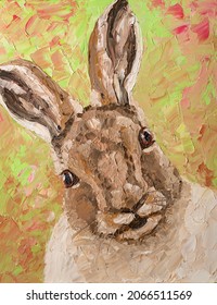 Funny March Hare, Oil Painting.