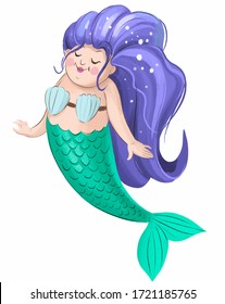 Funny Mermaid Character. Cartoon Illustration