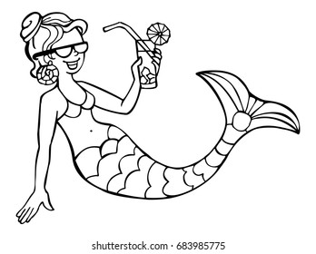 Funny mermaid is holding