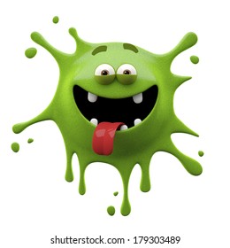 Funny Monster 3D Character, Crazy Little Creep, Mischievous Face, Grimace, Splash 