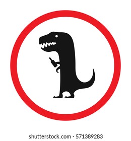  Funny Road Sign For Bar Or Night Club. Drunken Dinosaur With Bottle. Red Attention Signs. Flat Design