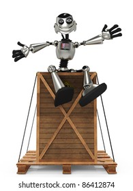 funny robot on the box
