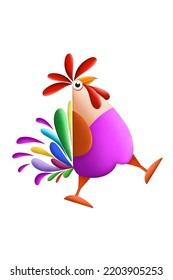 Funny Rooster On A White Background