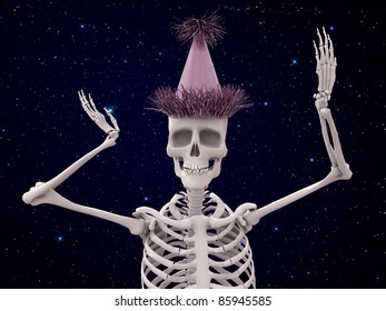 Funny Skeleton Dancing Under The Stars