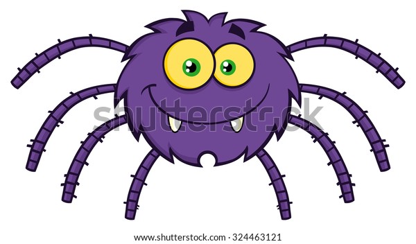 Funny Spider Cartoon Character Raster Illustration Stock Illustration ...