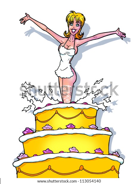 Funny Strip Girl Cake Stock Illustration