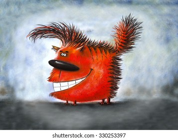 A funny striped cat with Hollywood-smile and long fringe.  - Powered by Shutterstock