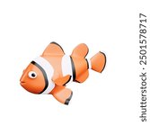 Funny tropical fish. Clown fish, angelfish, butterflyfish 3d vector cartoon. Clown fish 3d . Anemonefish. Clown fish. Nemo. ocean animals 3d illustration