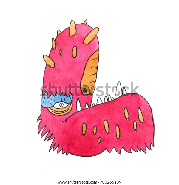 Download Funny Watercolor Cartoon English Alphabet Monsters Stock Illustration 700266139