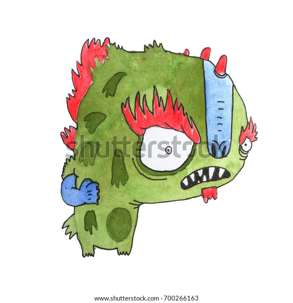 Download Funny Watercolor Cartoon English Alphabet Monsters Stock Illustration 700266163