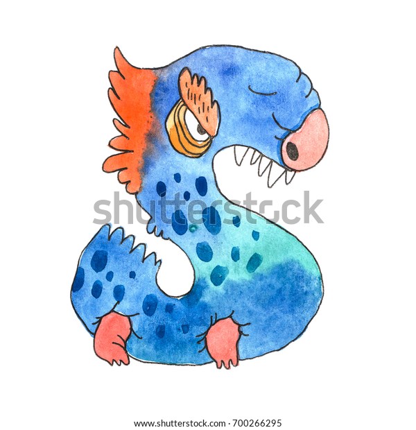 Download Funny Watercolor Cartoon English Alphabet Monsters Stock Illustration 700266295