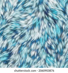 Fur seamless texture, fabric pattern, blue and white color, 3d illustration
