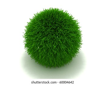 Furry Ball Rendered With A Green Grass Texture