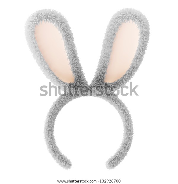 Furry Bunny Ears Isolated On White Stock Illustration 132928700