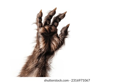 furry scary monster  werewolf paw  3d render illustration