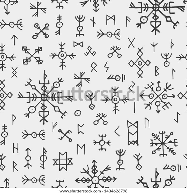 Futhark Norse Viking Runes Talismans Nordic Stock Illustration ...