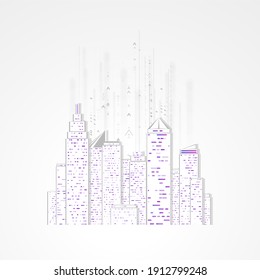 Future city skyline illustration. Futuristic network representation. Graphic concept for your design