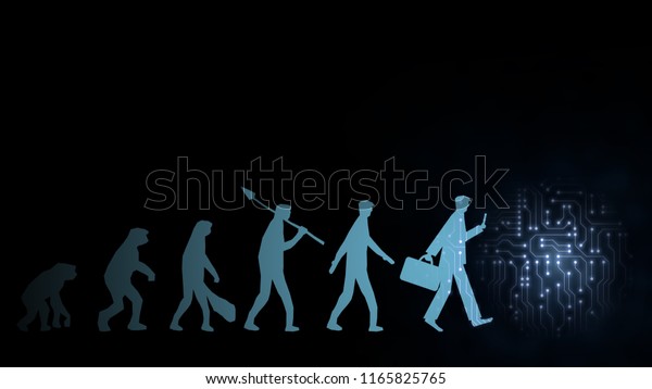 Future Evolution Man Change Employee Work Stock Illustration - 