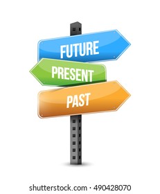 Future, Present, Past Road Sign Illustration Design Graphic