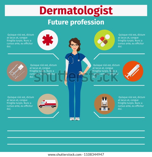 Future profession dermatologist infographic\
for students,\
illustration